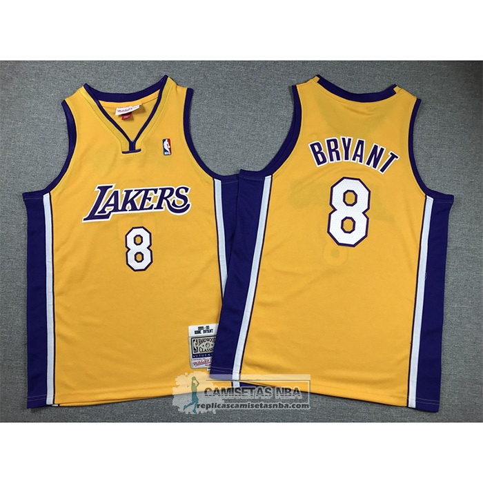 Camiseta Nino Los Angeles Lakers Kobe Bryant NO 8 Mitchell & Ness 1999-00 Amarillo